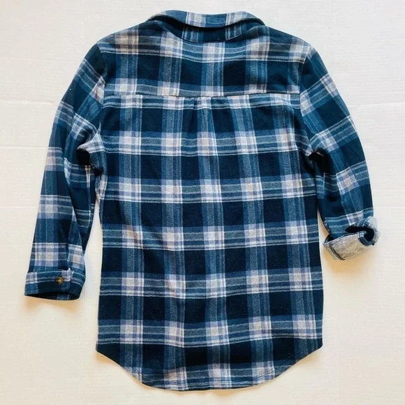 Polly & Esther Blue Plaid Flannel Button Up Long Sleeve Shirt Junior’s Medium - Picture 8 of 9